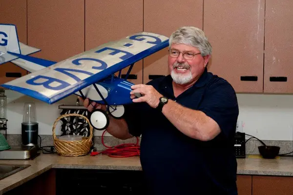 Terry Swapp with a Pietenpol Air Camper.