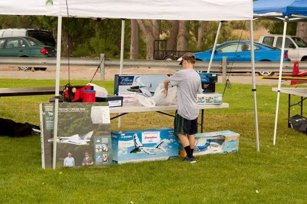 Checking out the raffle table.